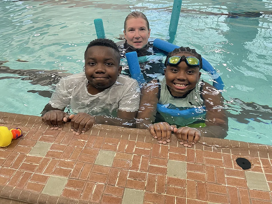 Children playing in a pool